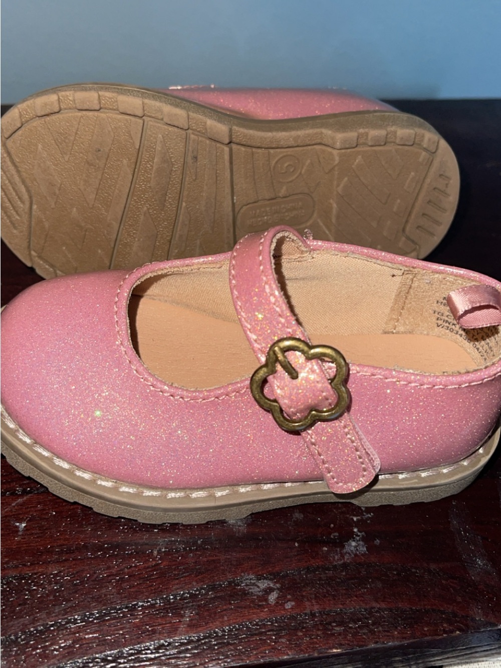 Girls Pink Glitter Mary Jane Shoes - Picture 2 of 2